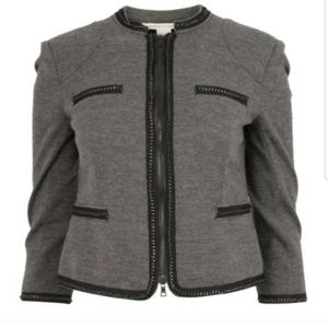 Diane Von Furstenberg Gray Roccoco Felted Stretch Wool Zip Jacket Size 8